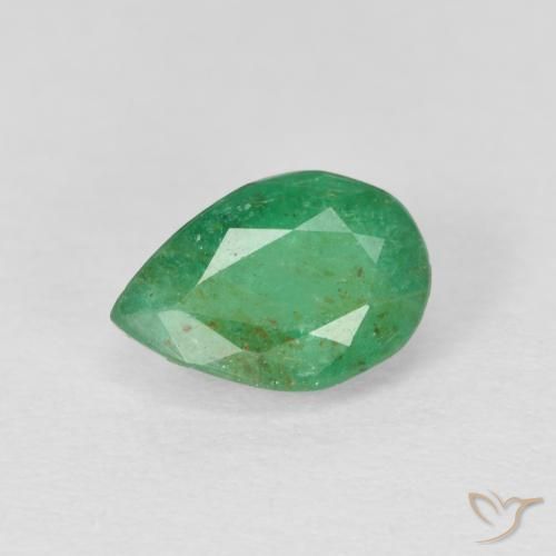 0.73ct Natural Medium Green Emerald, Pear Shape, SI