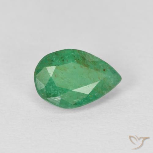 0.73 ct Green Emerald Stone, Natural Emerald in Pear Facet Shape for Sale