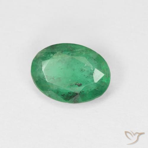 0.60 ct Green Emerald Stone, Natural Emerald in Oval Facet Shape for Sale