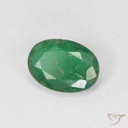 0.69 ct Green Emerald Stone, Natural Emerald in Oval Facet Shape for Sale