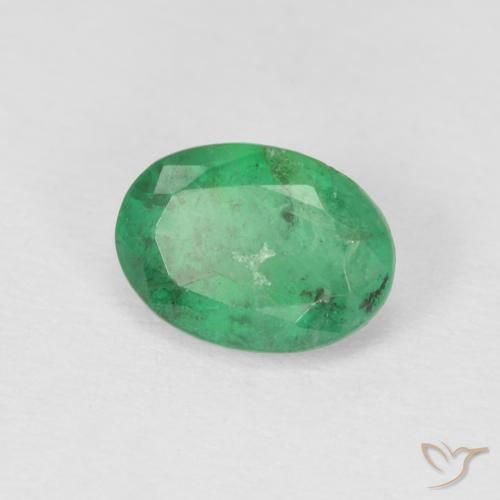 0.79 ct Green Emerald Stone, Natural Emerald in Oval Facet Shape for Sale