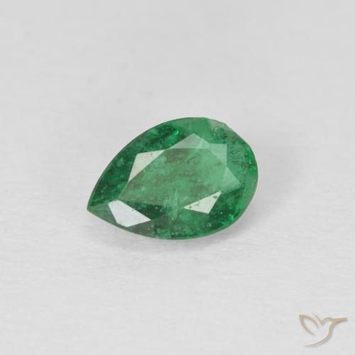 0.46 ct Green Emerald Stone, Natural Emerald in Pear Facet Shape for Sale