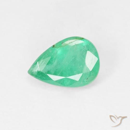 0.78 ct Green Emerald Stone, Natural Emerald in Pear Facet Shape for Sale