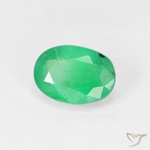 0.86 ct Green Emerald Stone, Natural Emerald in Oval Facet Shape for Sale