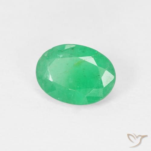 0.69 ct Green Emerald Stone, Natural Emerald in Oval Facet Shape for Sale