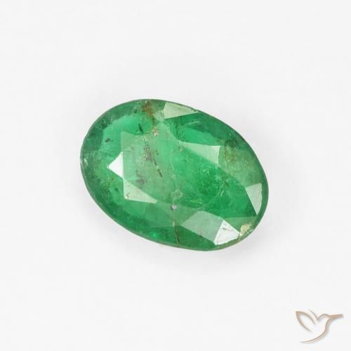 0.62 ct Green Emerald Stone, Natural Emerald in Oval Facet Shape for Sale