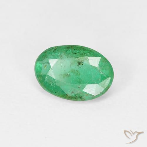 0.66 ct Green Emerald Stone, Natural Emerald in Oval Facet Shape for Sale