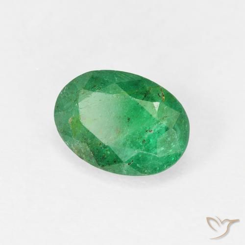 0.95 ct Green Emerald Stone, Natural Emerald in Oval Facet Shape for Sale