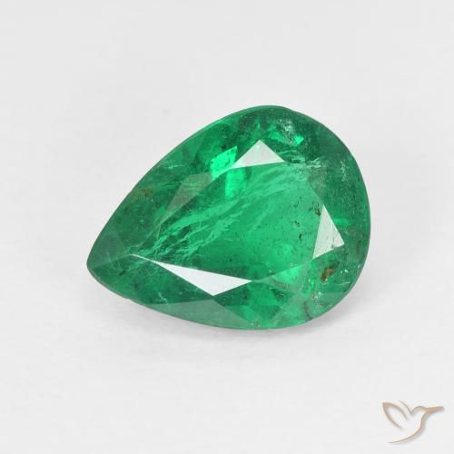 1.70 ct Green Emerald Stone, Natural Emerald in Pear Facet Shape for Sale