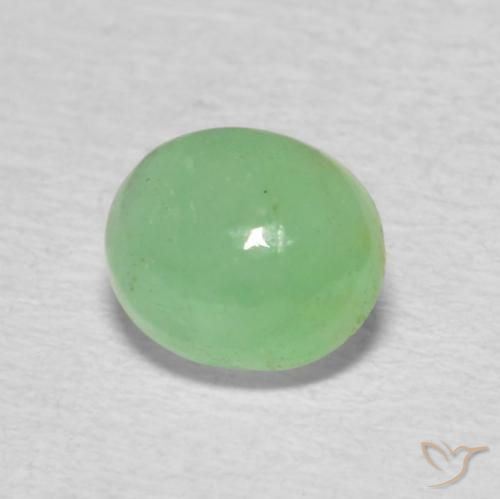 0.65 ct Green Emerald Stone, Natural Emerald in Oval Cabochon Shape for Sale