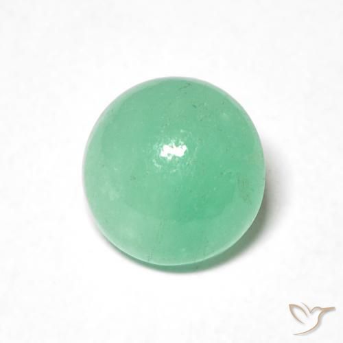 1.05 ct Green Emerald Stone, Natural Emerald in Round Cabochon Shape for Sale