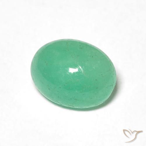 0.90 ct Green Emerald Stone, Natural Emerald in Oval Cabochon Shape for Sale