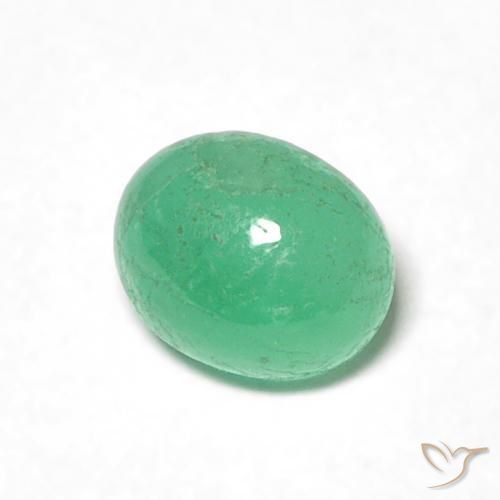 0.48 ct Green Emerald Stone, Natural Emerald in Oval Cabochon Shape for Sale