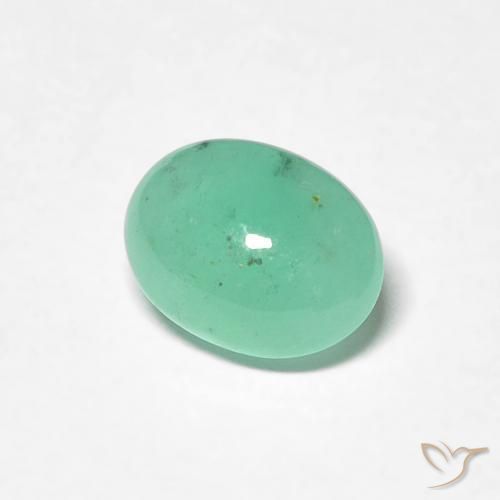 0.77 ct Green Emerald Stone, Natural Emerald in Oval Cabochon Shape for Sale