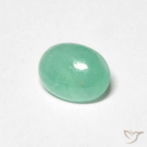 0.71 ct Green Emerald Stone, Natural Emerald in Oval Cabochon Shape for Sale