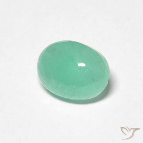 0.82 ct Green Emerald Stone, Natural Emerald in Oval Cabochon Shape for Sale