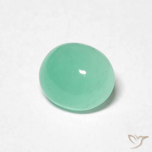0.62 ct Green Emerald Stone, Natural Emerald in Oval Cabochon Shape for Sale
