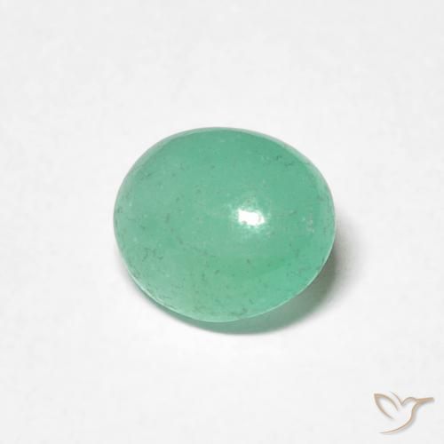 0.89 ct Green Emerald Stone, Natural Emerald in Oval Cabochon Shape for Sale