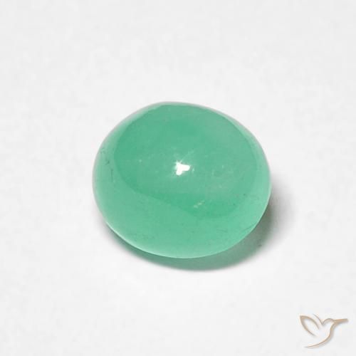 0.73 ct Green Emerald Stone, Natural Emerald in Oval Cabochon Shape for Sale