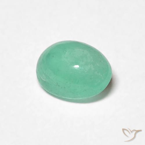 0.40 ct Green Emerald Stone, Natural Emerald in Oval Cabochon Shape for Sale