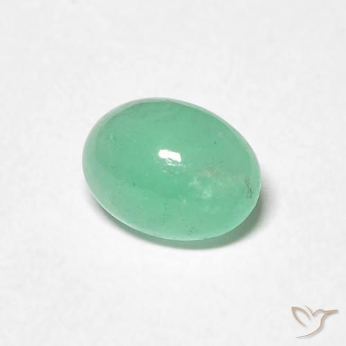 0.72 ct Green Emerald Stone, Natural Emerald in Oval Cabochon Shape for Sale