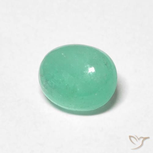 0.82 ct Green Emerald Stone, Natural Emerald in Oval Cabochon Shape for Sale