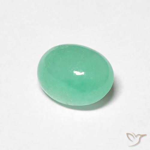 0.74 ct Green Emerald Stone, Natural Emerald in Oval Cabochon Shape for Sale
