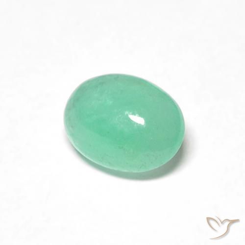 0.45 ct Green Emerald Stone, Natural Emerald in Oval Cabochon Shape for Sale