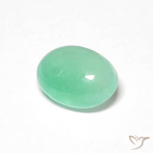 0.58 ct Green Emerald Stone, Natural Emerald in Oval Cabochon Shape for Sale