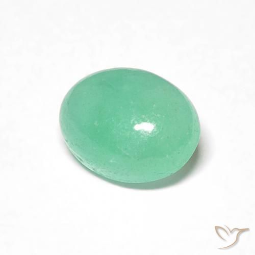 0.69 ct Green Emerald Stone, Natural Emerald in Oval Cabochon Shape for Sale