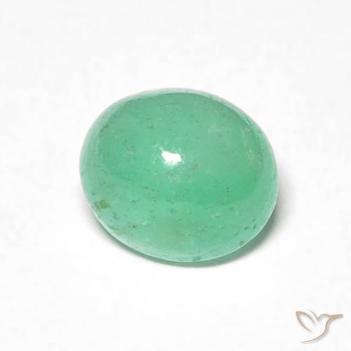 0.98 ct Green Emerald Stone, Natural Emerald in Oval Cabochon Shape for Sale