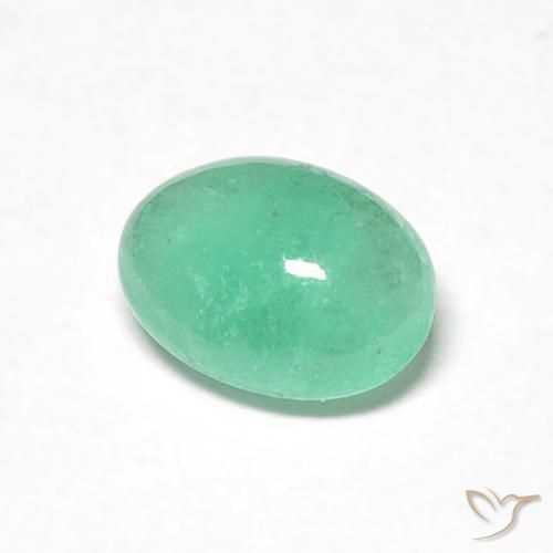 0.61 ct Green Emerald Stone, Natural Emerald in Oval Cabochon Shape for Sale