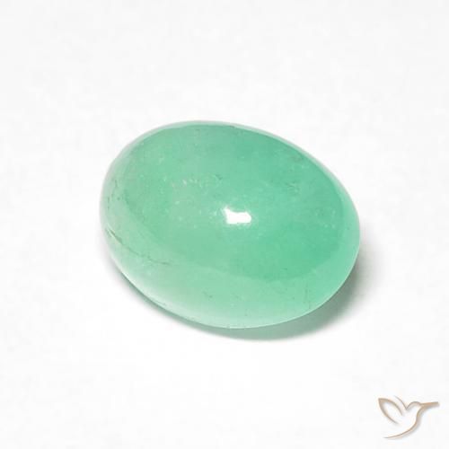 0.83 ct Green Emerald Stone, Natural Emerald in Oval Cabochon Shape for Sale
