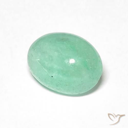 0.90 ct Green Emerald Stone, Natural Emerald in Oval Cabochon Shape for Sale
