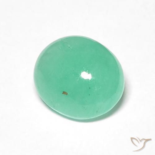 0.97 ct Green Emerald Stone, Natural Emerald in Oval Cabochon Shape for Sale