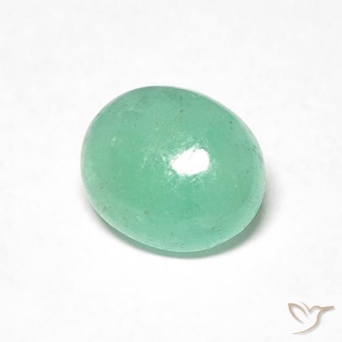 0.71 ct Green Emerald Stone, Natural Emerald in Oval Cabochon Shape for Sale