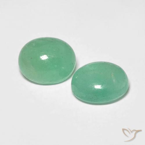 1.48 ctw Green Emerald Stones, Natural Emerald in Oval Cabochon Shape for Sale