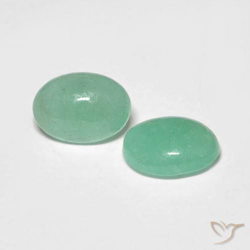 1.01 ctw Green Emerald Stones, Natural Emerald in Oval Cabochon Shape for Sale