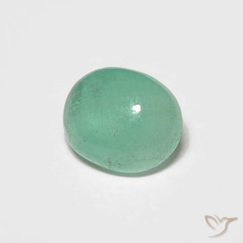 0.67 ct Green Emerald Stone, Natural Emerald in Oval Cabochon Shape for Sale