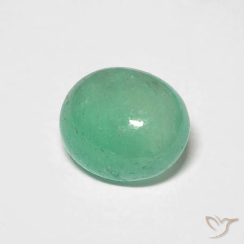 0.97 ct Green Emerald Stone, Natural Emerald in Oval Cabochon Shape for Sale