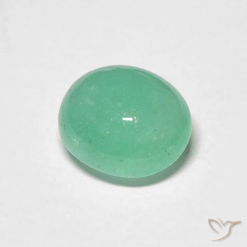 0.97 ct Green Emerald Stone, Natural Emerald in Oval Cabochon Shape for Sale