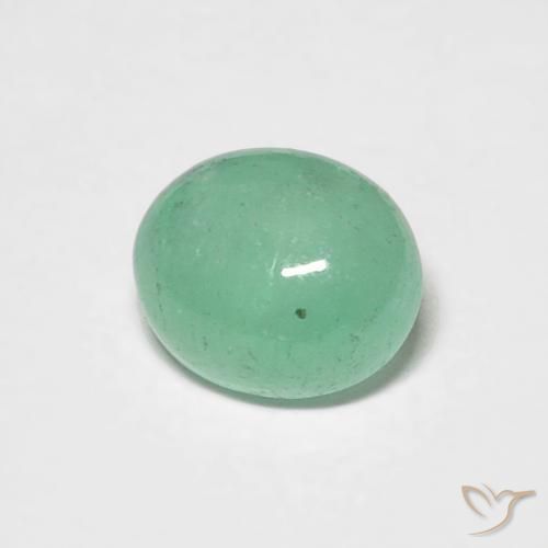 0.72 ct Green Emerald Stone, Natural Emerald in Oval Cabochon Shape for Sale