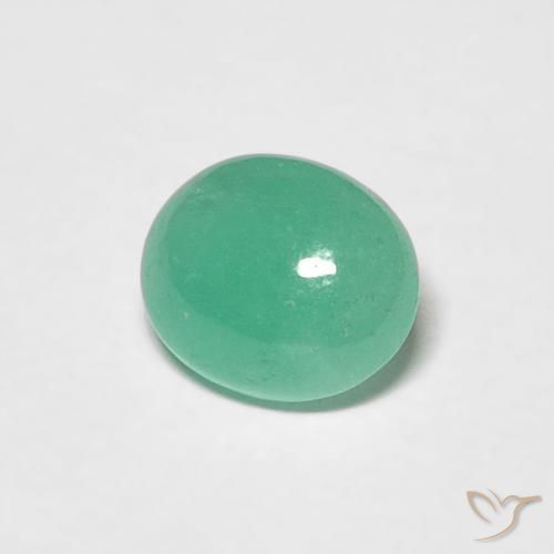 0.62 ct Green Emerald Stone, Natural Emerald in Oval Cabochon Shape for Sale