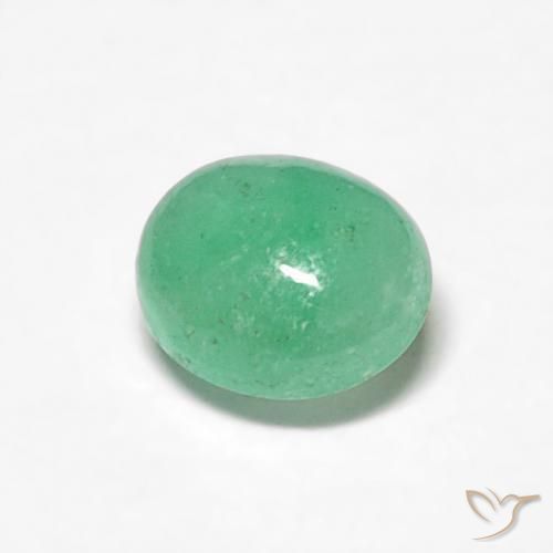 0.35 ct Green Emerald Stone, Natural Emerald in Oval Cabochon Shape for Sale