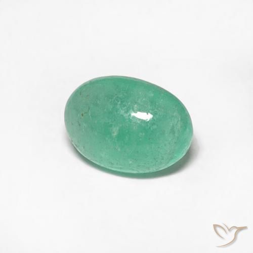 0.46 ct Green Emerald Stone, Natural Emerald in Oval Cabochon Shape for Sale