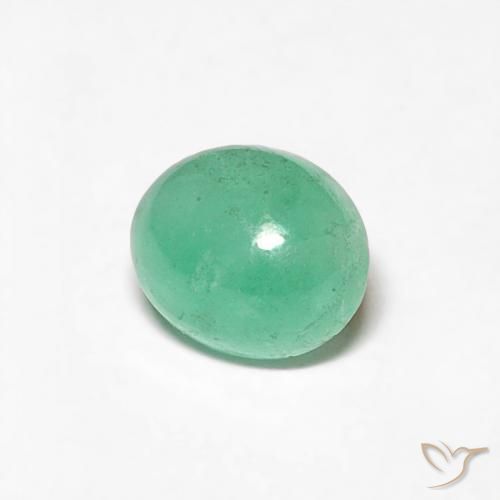 0.56 ct Green Emerald Stone, Natural Emerald in Oval Cabochon Shape for Sale