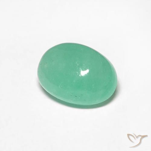 0.56 ct Green Emerald Stone, Natural Emerald in Oval Cabochon Shape for Sale