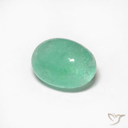 0.53 ct Green Emerald Stone, Natural Emerald in Oval Cabochon Shape for Sale