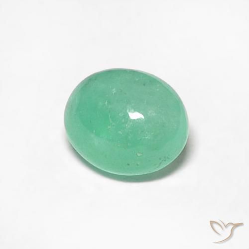 0.44 ct Green Emerald Stone, Natural Emerald in Oval Cabochon Shape for Sale