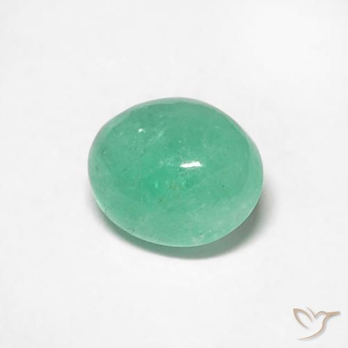 0.51 ct Green Emerald Stone, Natural Emerald in Oval Cabochon Shape for Sale